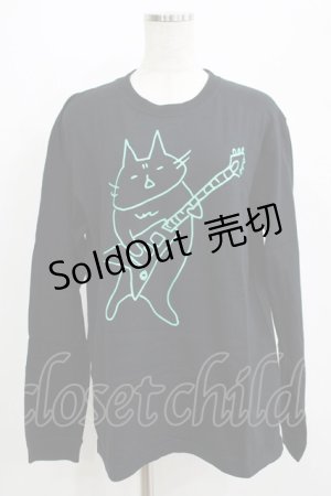 画像: MINT NeKO / 吾輩とギターロンT  黒×ミント H-25-07-02-1071-HN-TO-KB-ZH