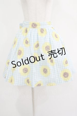 画像: MILK / Summerフラワースカート  サックスギンガム×ヒマワリ H-25-07-02-1018-ML-SK-KB-ZH