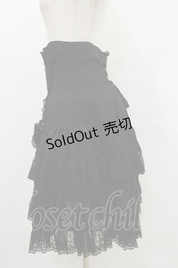 画像3: metamorphose / ハイウエストフリルスカート(無地ジョーゼット) Free ブラック H-25-07-03-1049-ME-SK-NS-ZH (3)