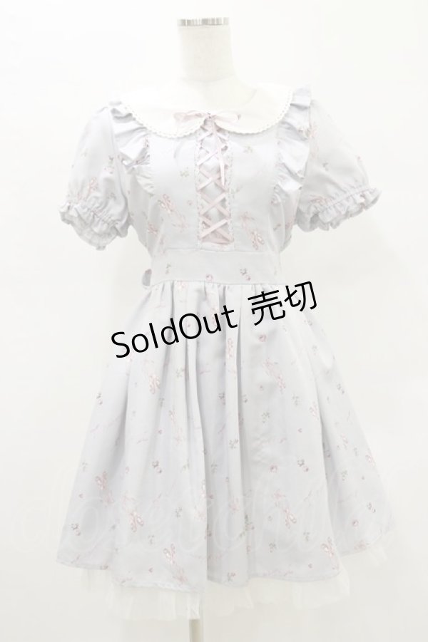 画像1: Ank Rouge / RibbonToeShoseレースアップフリルワンピース M サックス H-25-07-03-1054-CA-OP-NS-ZH (1)
