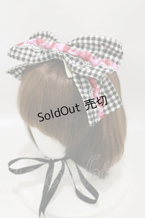 画像1: metamorphose / CHERRY BERRYリボンヘッドドレス  ブラック H-25-07-03-1009-ME-AC-NS-ZH (1)