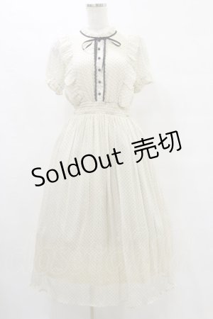 画像: Ank Rouge / ドットシフォンフリルロングワンピース M アイボリー H-25-07-03-1059-CA-OP-NS-ZH