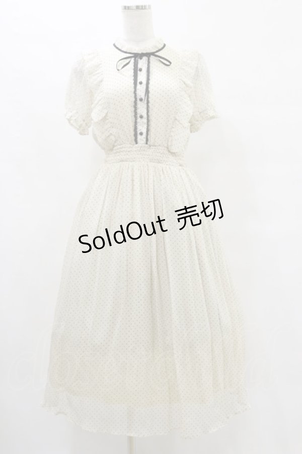 画像1: Ank Rouge / ドットシフォンフリルロングワンピース M アイボリー H-25-07-03-1059-CA-OP-NS-ZH (1)