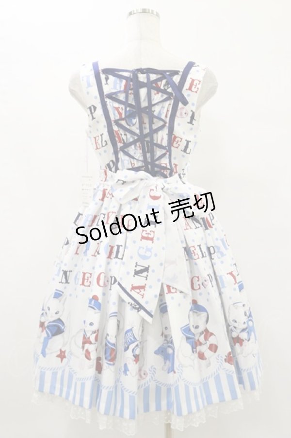 画像2: Angelic Pretty / Sailor Marine Kittenジャンパースカート Free シロ H-25-07-03-1068-AP-OP-NS-ZH (2)