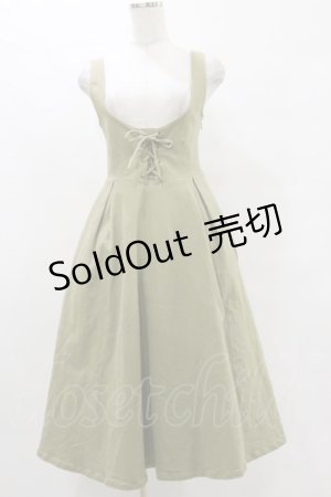 画像: F&A / フロントレースアップUネックジャンパースカート Free L/GREEN H-25-07-03-1076-LO-OP-NS-ZH