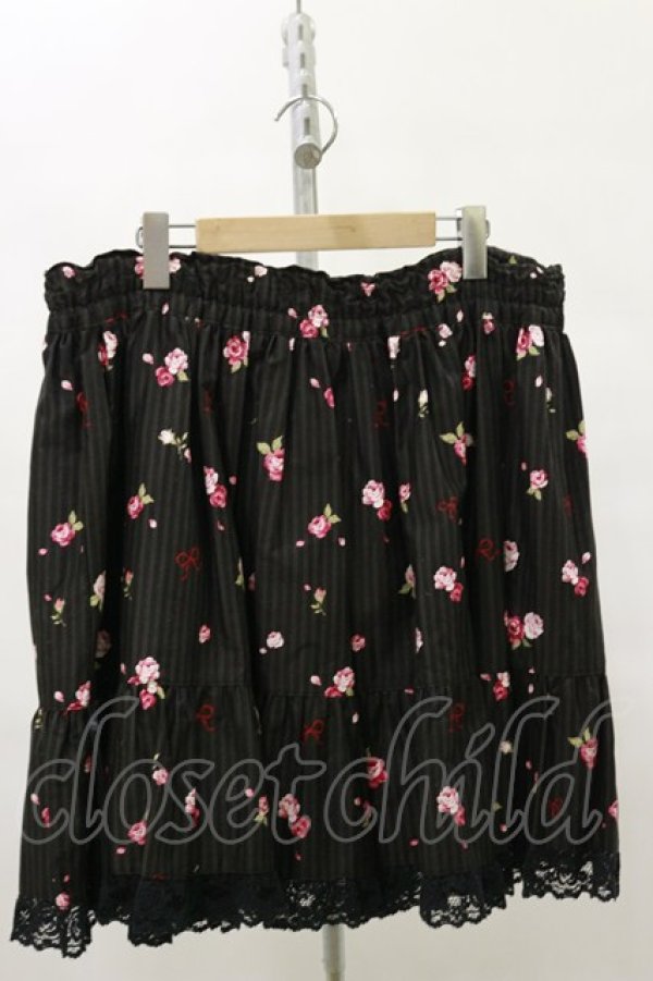 画像1: metamorphose /Blooming Gardenフリルスカート Free ブラック H-25-07-03-1021-ME-SK-NS-ZH (1)
