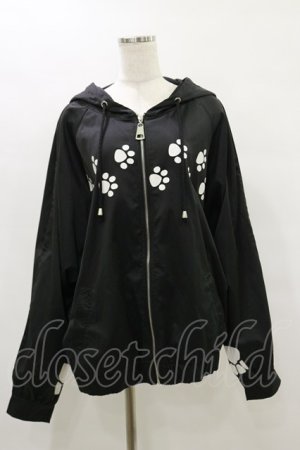 画像: IRO+IRO / 肉球プリント&猫耳フードのSAKANAプリントマウンテンパーカー M ブラック H-25-07-03-1034-LO-TO-NS-ZH