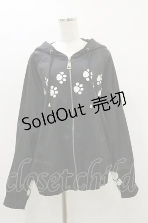 画像: IRO+IRO / 肉球プリント&猫耳フードのSAKANAプリントマウンテンパーカー M ブラック H-25-07-03-1034-LO-TO-NS-ZH