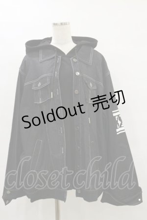 画像: IRO+IRO / デニムジャケット×パーカー お天気カラーのドッキングWeatherトップス Free ブラック/イエロー H-25-07-03-1037-LO-JA-NS-ZH