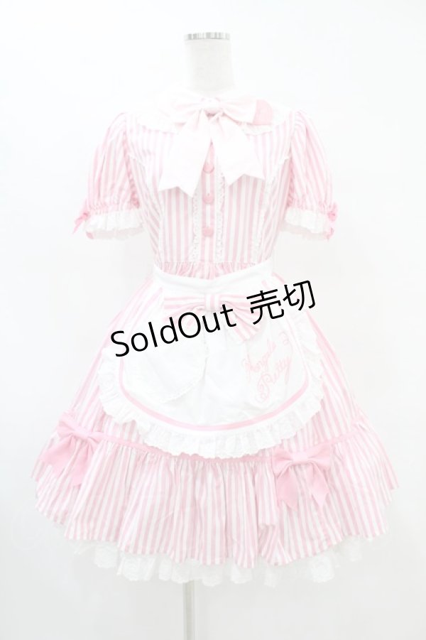 画像1: Angelic Pretty / リリカルバニーストライプダイナーワンピース Free ピンク H-25-07-03-020-AP-OP-NS-ZH (1)
