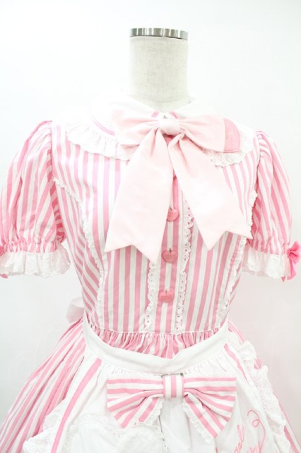 画像4: Angelic Pretty / リリカルバニーストライプダイナーワンピース Free ピンク H-25-07-03-020-AP-OP-NS-ZH (4)