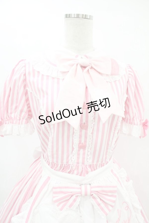 画像4: Angelic Pretty / リリカルバニーストライプダイナーワンピース Free ピンク H-25-07-03-020-AP-OP-NS-ZH (4)
