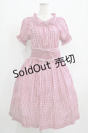 画像: Jane Marple / ギンガムシャーリングワンピース  ピンク H-25-07-04-001-JM-OP-KB-ZH