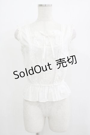 画像: Jane Marple / ピンタックフリルノースリーブビスチェブラウス  白 H-25-07-04-050-JM-BL-KB-ZH