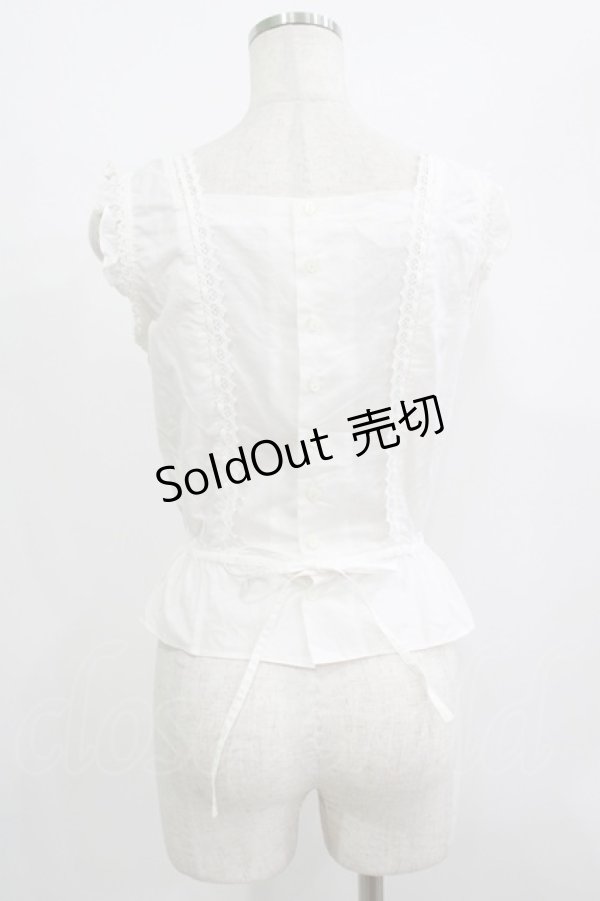 画像3: Jane Marple / ピンタックフリルノースリーブビスチェブラウス  白 H-25-07-04-050-JM-BL-KB-ZH (3)