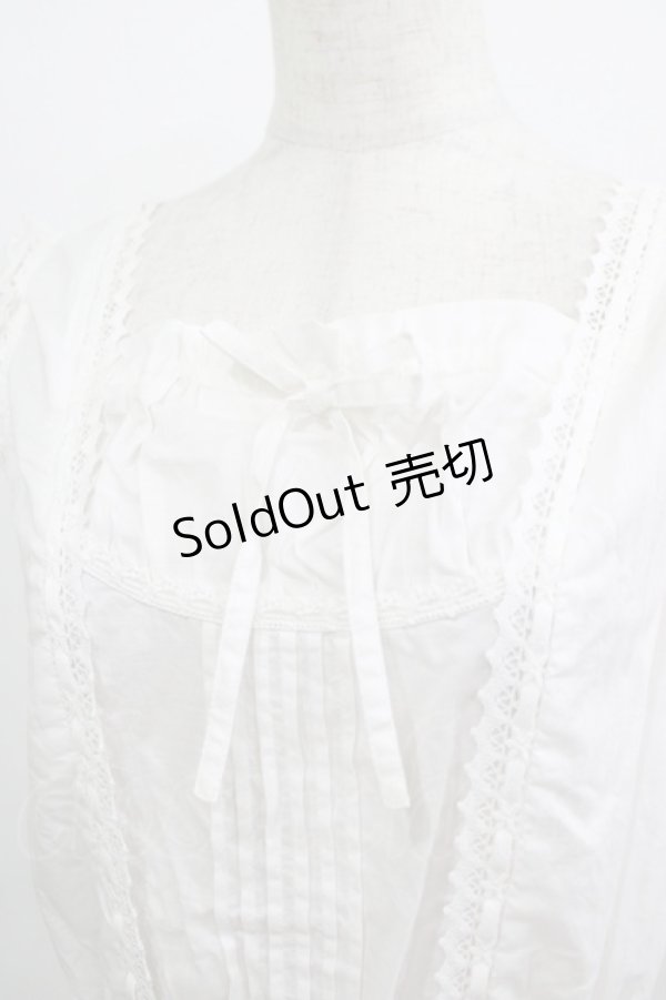 画像4: Jane Marple / ピンタックフリルノースリーブビスチェブラウス  白 H-25-07-04-050-JM-BL-KB-ZH (4)