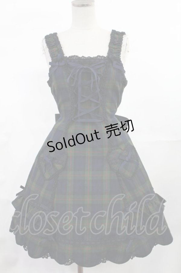 画像1: Angelic Pretty / ハートポケットジャンパースカート FREE ネイビー H-25-07-04-1006-AP-OP-YZ-ZH (1)