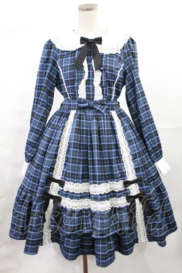 画像1: axes femme kawaii / タータンチェックワンピース M ブルー H-25-07-04-1009-AX-OP-NS-ZH (1)