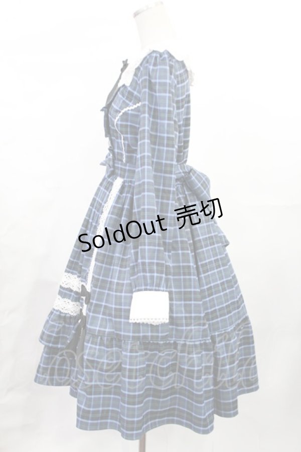 axes femme kawaii / タータンチェックワンピース M ブルー H-25