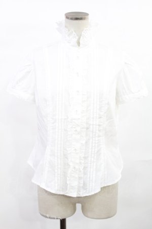 画像: Angelic Pretty / ロゴ刺繍ネクタイ風ボウタイブラウス Free オフ H-25-07-04-1019-AP-BL-NS-ZH