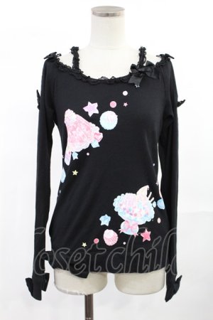 画像: Angelic Pretty / ジュエリージュレプリントカットソー FREE ブラック H-25-07-04-1023-AP-TO-YZ-ZH