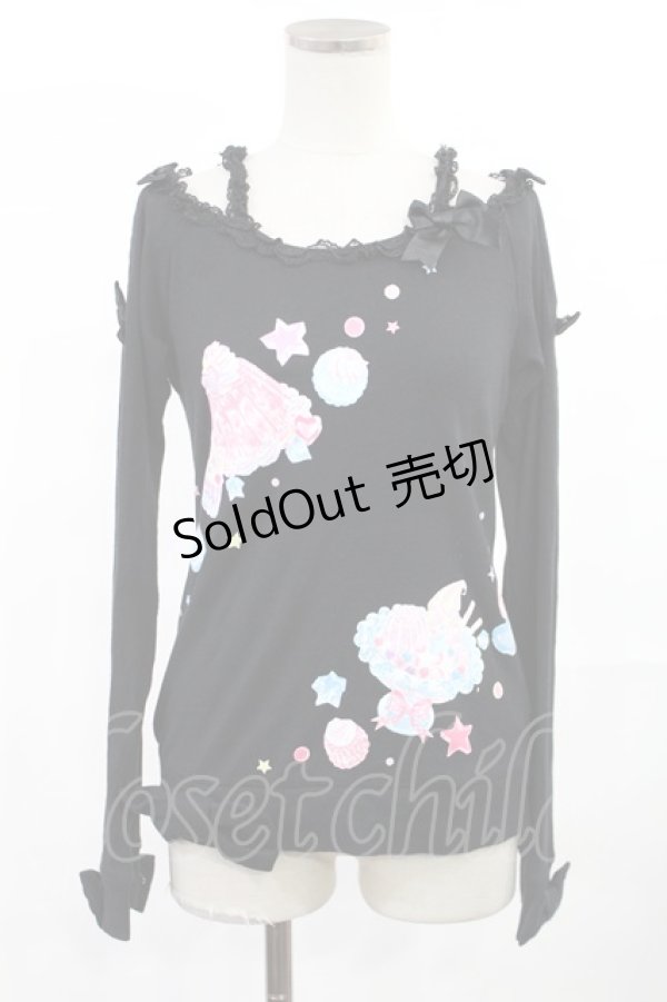 画像1: Angelic Pretty / ジュエリージュレプリントカットソー FREE ブラック H-25-07-04-1023-AP-TO-YZ-ZH (1)