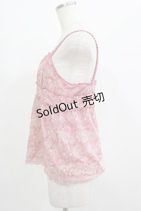 画像2: Jane Marple Dans Le Salon / ラメ刺繍キャミソール  ピンク H-25-07-04-057-JM-TO-KB-ZH (2)