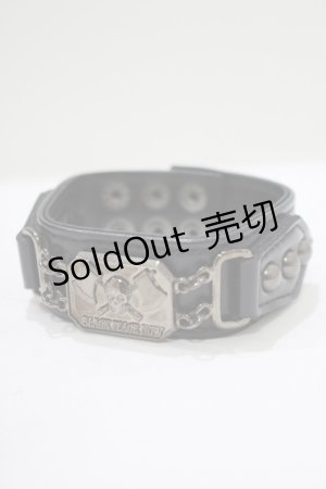 画像: BPN / ロゴスカルプレートベルトブレス  黒 H-25-07-04-067-GO-AC-KB-ZH