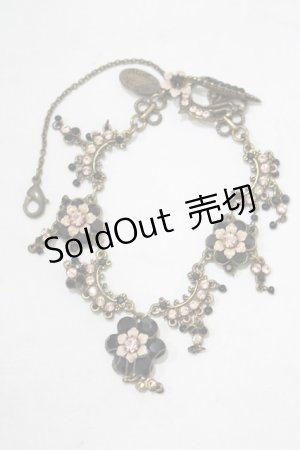 画像: Michal Negrin / フラワーストーンブレスレット  ブラック×ピンク H-25-07-04-069-LO-AC-KB-ZH