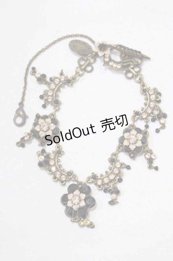 画像1: Michal Negrin / フラワーストーンブレスレット  ブラック×ピンク H-25-07-04-069-LO-AC-KB-ZH (1)