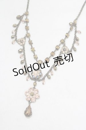 画像: Michal Negrin / フラワーストーン2連ネックレス  ピンク H-25-07-04-070-LO-AC-KB-ZH