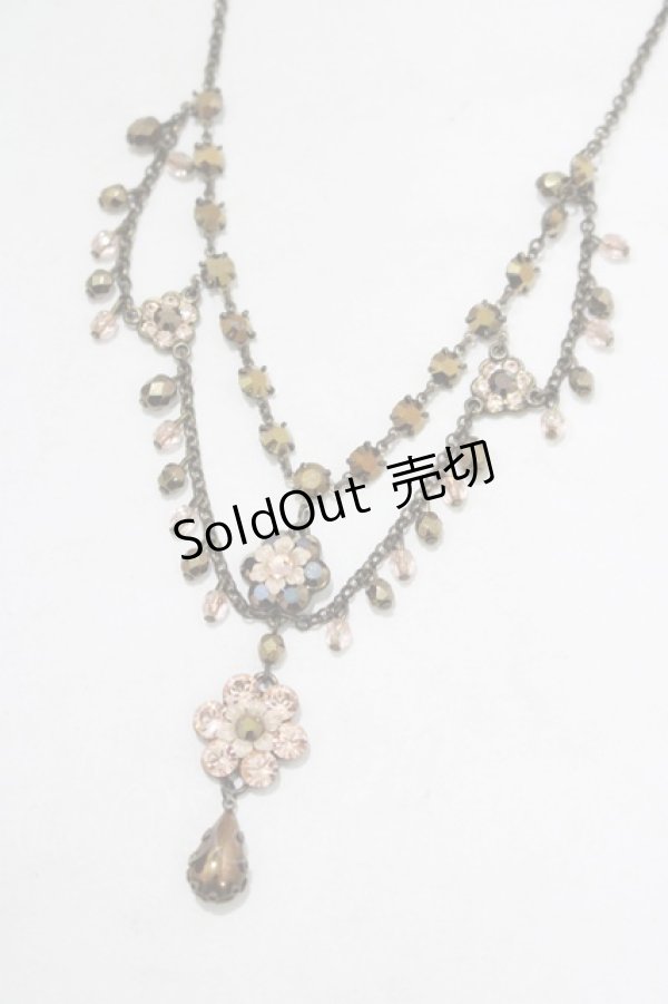 画像1: Michal Negrin / フラワーストーン2連ネックレス  ピンク H-25-07-04-070-LO-AC-KB-ZH (1)