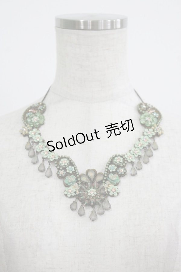 画像4: Michal Negrin / フラワーレースストーンネックレス＆ピン  グリーン H-25-07-04-071-LO-AC-KB-ZH (4)