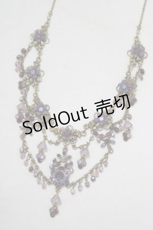 画像: Michal Negrin / フラワーストーンネックレス  パープル H-25-07-04-072-LO-AC-KB-ZH