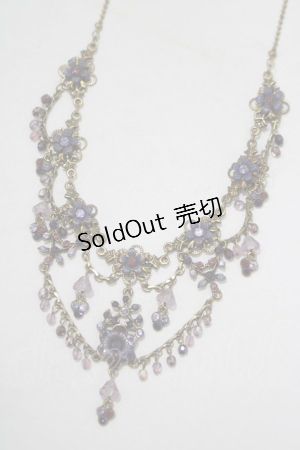 画像1: Michal Negrin / フラワーストーンネックレス  パープル H-25-07-04-072-LO-AC-KB-ZH (1)