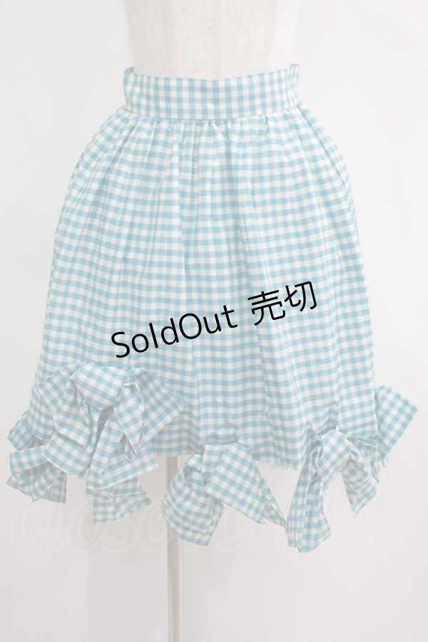 画像1: Jane Marple / ギンガムリボンスカート  ブルー H-25-10-14-038-JM-SK-KB-ZT260 (1)