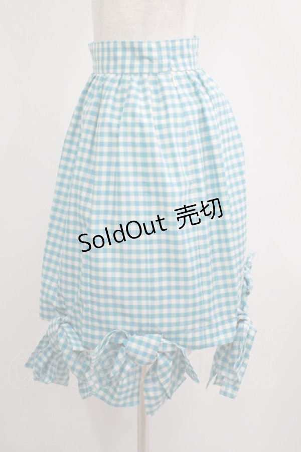 画像2: Jane Marple / ギンガムリボンスカート  ブルー H-25-10-14-038-JM-SK-KB-ZT260 (2)