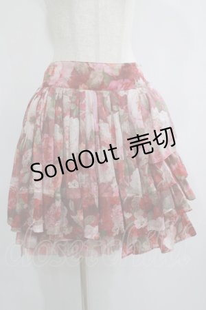 画像: Jane Marple Dans Le Salon / フラワープリントタックフリルスカート  赤 H-25-07-04-011-JM-SK-KB-ZH