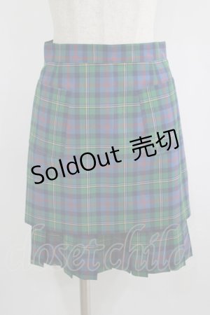 画像: Jane Marple / フラップ付タータンチェックスカート  グリーン×ネイビー H-25-07-04-018-JM-SK-KB-ZH