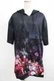 画像1: NieR Clothing / 総柄ZIP半袖パーカー F 黒 H-25-07-05-042-PU-TO-KB-ZH (1)