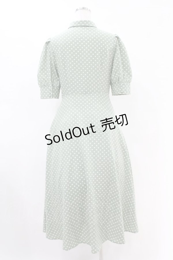 画像2: an another angelus / フロント開きドット柄フレアーワンピース S GREEN×WH H-25-07-05-1035-CA-OP-NS-ZH (2)