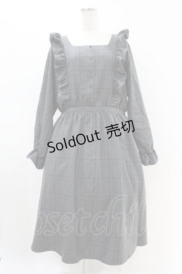 画像1: m petit by misako / チェック長袖ワンピース 3L グレー H-25-07-05-1037-LO-OP-NS-ZH (1)