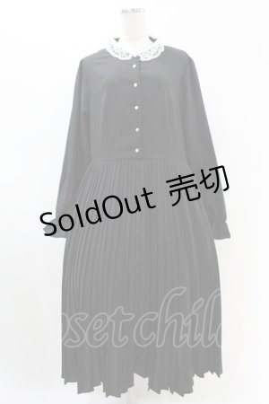 画像: m petit by misako / レース襟プリーツワンピース 3L ブラック H-25-07-05-1038-LO-OP-NS-ZH