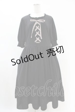 画像: m petit by misako / AMレースアップワンピース 4L ブラック H-25-07-05-1040-LO-OP-NS-ZH