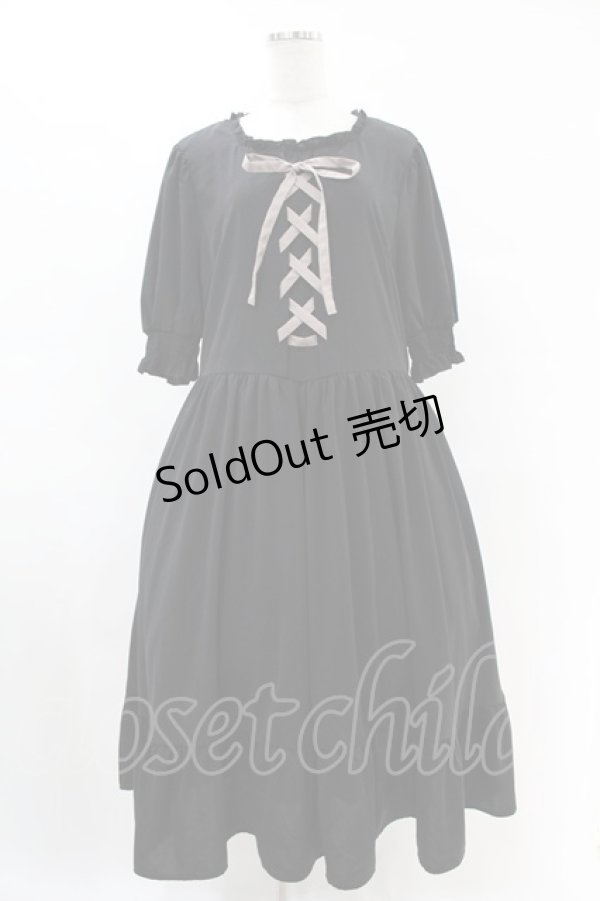画像1: m petit by misako / AMレースアップワンピース 4L ブラック H-25-07-05-1040-LO-OP-NS-ZH (1)