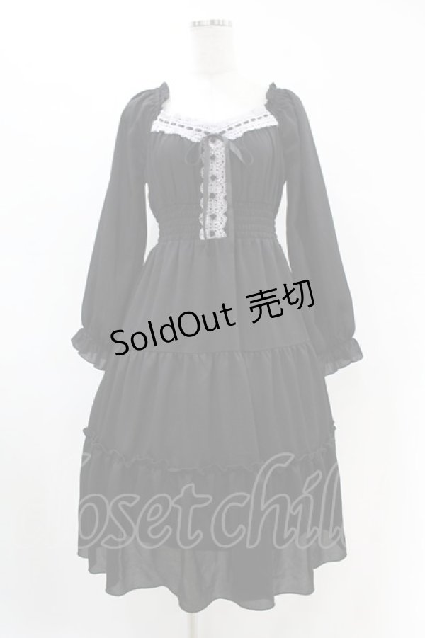 画像1: axes femme POETIQUE / オフショルティアード長袖ワンピース M ブラック H-25-07-05-1041-AX-OP-NS-ZH (1)