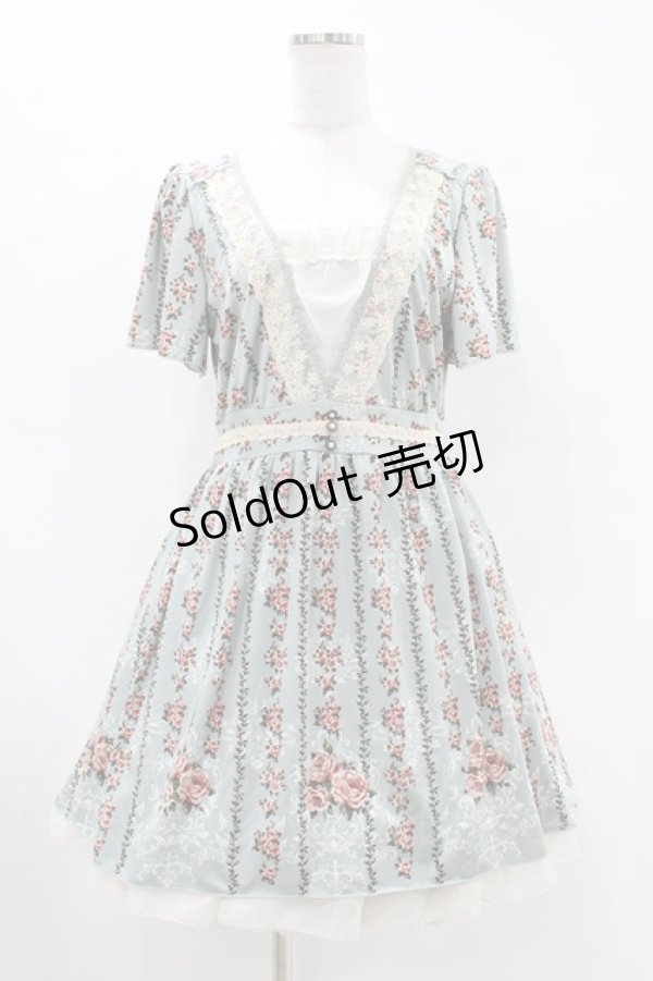 画像1: axes femme / 花柄ワンピース M ミント H-25-07-05-1045-AX-OP-NS-ZH (1)