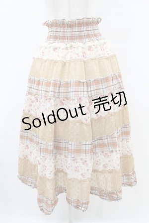 画像: axes femme / チェック切替スカート M オレンジ/ベージュ H-25-07-05-1046-AX-SK-NS-ZH