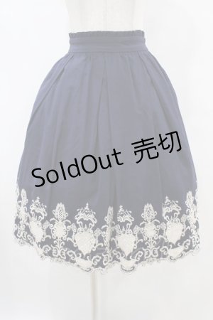 画像: axes femme / 裾刺繍スカート M ネイビー H-25-07-05-1049-AX-SK-NS-ZH