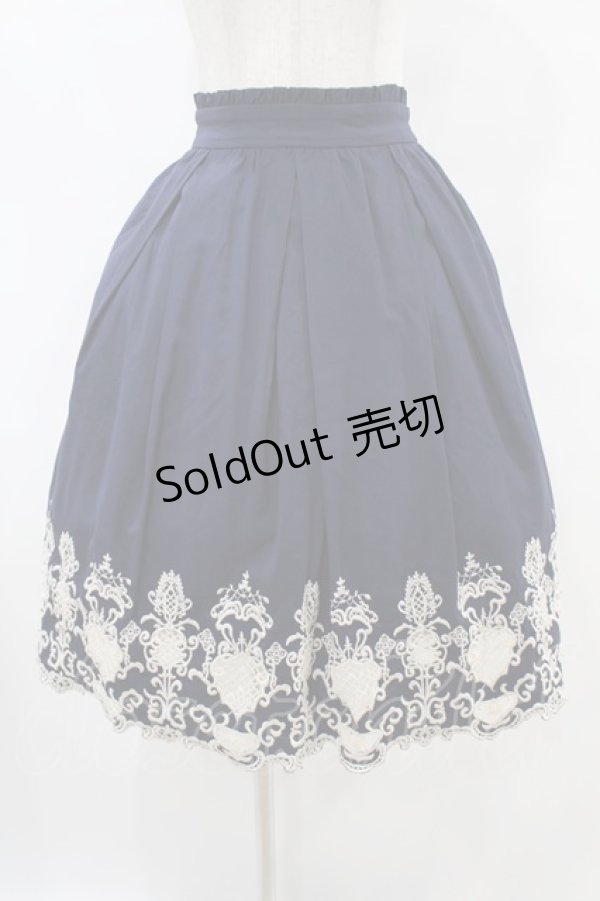 画像1: axes femme / 裾刺繍スカート M ネイビー H-25-07-05-1049-AX-SK-NS-ZH (1)